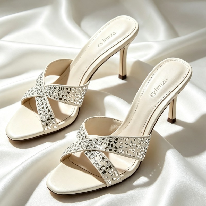 Crossfit Ladies - Sandal Mules Tali Silang Berhias Rhinestone